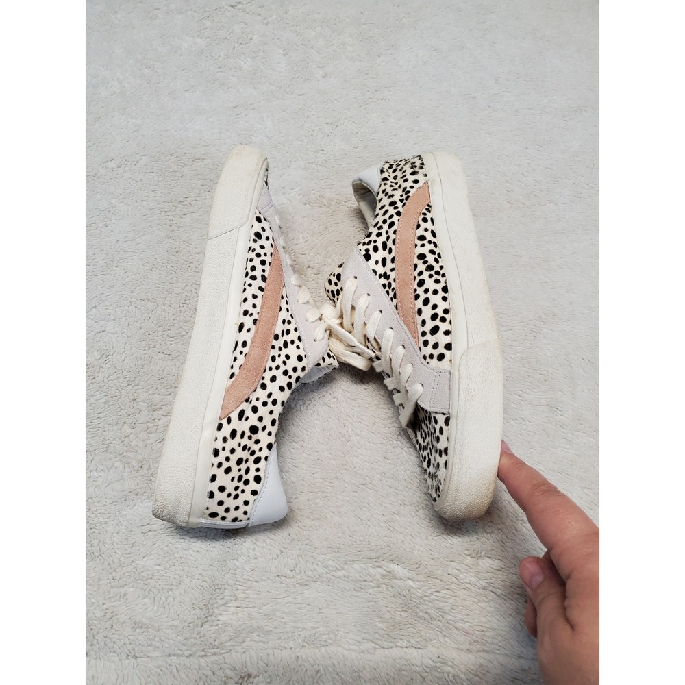 Madewell Sidewalk White Black Polka Dot Calf Hair Low Sneakers 8 Preppy Festival - Picture 4 of 9
